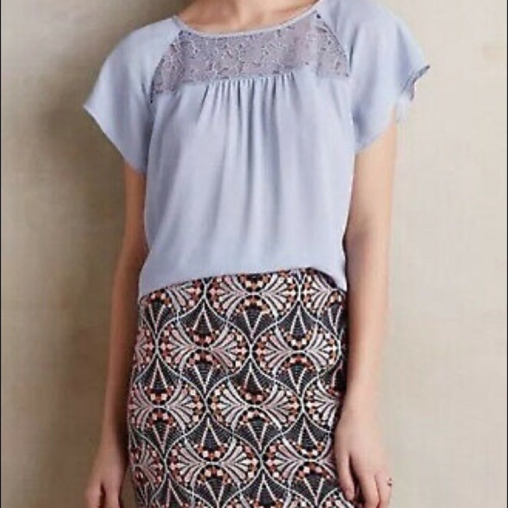 Anthropologie Maeve Lace Trace Chiffom Blouse